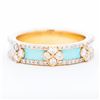 Image 1 : 14KYG .60ctw Diamond & Turquoise Enamel Alhambra Band sz 7