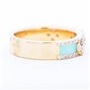 Image 3 : 14KYG .60ctw Diamond & Turquoise Enamel Alhambra Band sz 7