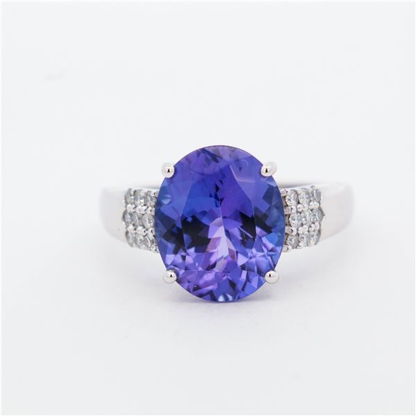 14KWG 5.17ct Tanzanite & Diamond Ring, 7.25
