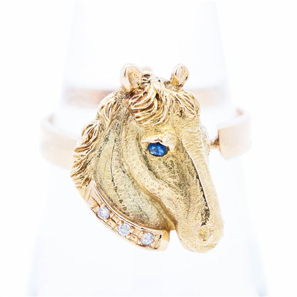 18K YG DIAMOND SAPPHIRE SZ.6.5