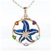 Image 2 : 14KYG Enamel Starfish, Multigem & Diamond Enhancer Pendant/ Rolo 20"