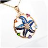 Image 3 : 14KYG Enamel Starfish, Multigem & Diamond Enhancer Pendant/ Rolo 20"