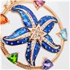 Image 5 : 14KYG Enamel Starfish, Multigem & Diamond Enhancer Pendant/ Rolo 20"