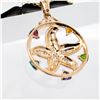 Image 6 : 14KYG Enamel Starfish, Multigem & Diamond Enhancer Pendant/ Rolo 20"
