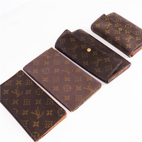 Lot of 4 Louis Vuitton Coated Canvas Monogram Wallets