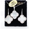 Image 1 : 18KWG Mother-of-Pearl Quatrefoil Pendant & Drop Earring Set, 18"