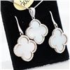 Image 2 : 18KWG Mother-of-Pearl Quatrefoil Pendant & Drop Earring Set, 18"