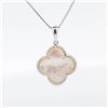 Image 3 : 18KWG Mother-of-Pearl Quatrefoil Pendant & Drop Earring Set, 18"