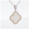 Image 4 : 18KWG Mother-of-Pearl Quatrefoil Pendant & Drop Earring Set, 18"