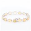 Image 1 : 18KWG Oval-Faceted Opal & Diamond Line Bracelet 7.5"