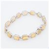 Image 2 : 18KWG Oval-Faceted Opal & Diamond Line Bracelet 7.5"