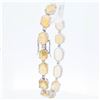 Image 3 : 18KWG Oval-Faceted Opal & Diamond Line Bracelet 7.5"