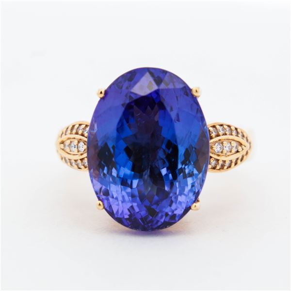18KYG Chromia Collection 18.85ct Tanzanite & Diamond Cocktail Ring, 8