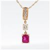 Image 1 : 18KYG 1.04ct GIA Purple-Red Transparent Ruby & 0.43ctw Diamond Necklace 18"