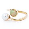 Image 2 : 18KYG .80ct Opal & Pearl Toi et Moi Ring sz 8.5