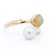 Image 3 : 18KYG .80ct Opal & Pearl Toi et Moi Ring sz 8.5