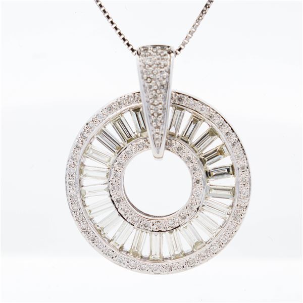 18KWG 2.80ctw Diamond â€œSpinning-Wheelâ€ Pendant Necklace, 18"