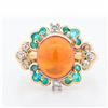 Image 1 : 18KYG 4.03ct Fire-Opal, Paraiba Tourmaline & Diamond Cluster Ring, 8