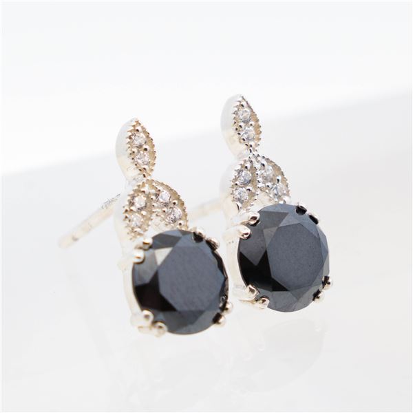 Very nice 3.6 carat tw black diamond earrings.