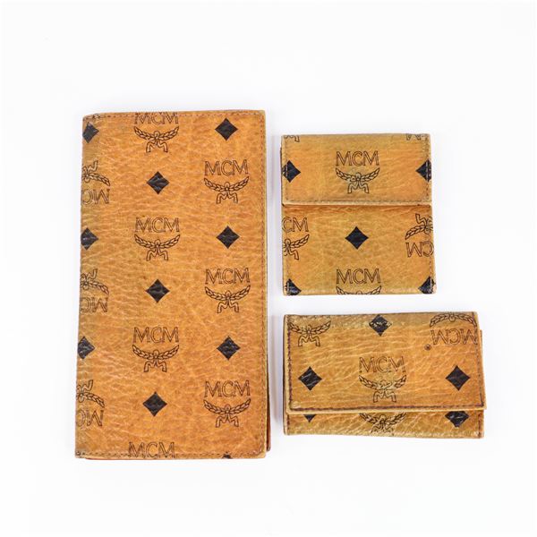 Lot of 3 MCM Accessories, Key Case, Wallet, Coin Purse