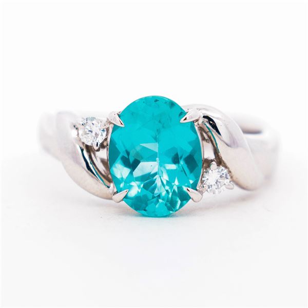 Pt900 1.95ct Blue Apatite & Diamond Ring, sz 6.25