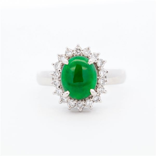 PT900 1.65ct Jadeite & Diamond Halo Ring, 6