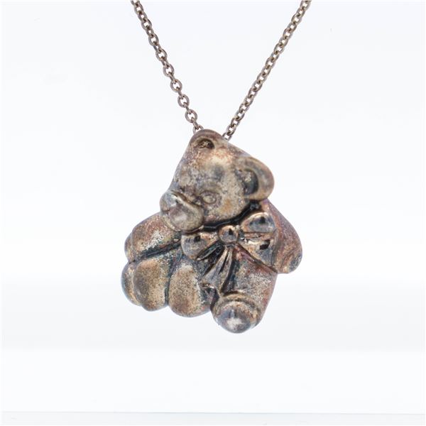 925 Tiffany & Co. Vintage Bear Pendant Necklace 16"