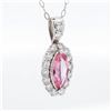 Image 2 : Platinum 1.013ct Pink Sapphire & 0.52ctw Diamond Cluster Pendant Necklace w/Gem Report, 18"