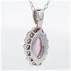 Image 5 : Platinum 1.013ct Pink Sapphire & 0.52ctw Diamond Cluster Pendant Necklace w/Gem Report, 18"
