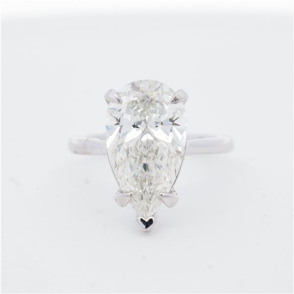 14KWG 5.33ct Lab Grown Pear Cut Diamond Ring, 7