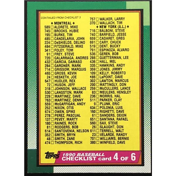1990 TOPPS CHECKLIST #4