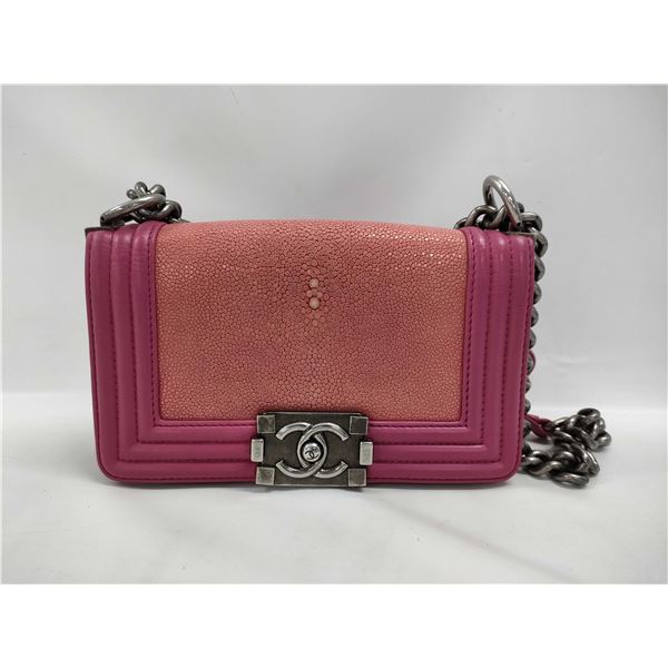 Chanel Boy Bag Pink Stingray Galuchat Flap Bag