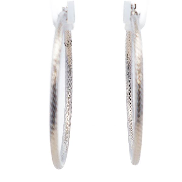 14K White Gold 2.25" Italian Hoops