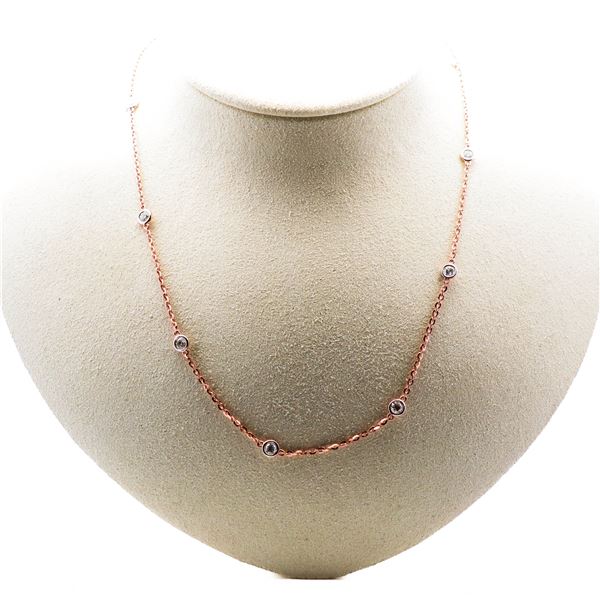 14KRG Natural Diamonds By The Yard Diamond Necklace 16-18"