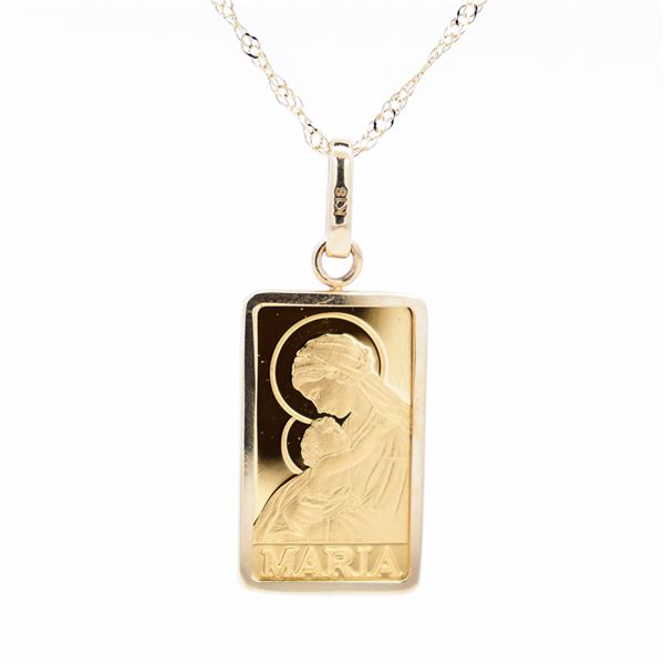 18K/24K Gold Maria 1 Gr. Suisse Pendant Necklace 18"