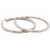 Image 1 : 14K White Gold Italian Textured Hoops 1.5"