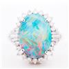 Image 1 : Platinum 6.92ct Boulder Opal & 0.62ctw Natural Diamond Ring sz 8