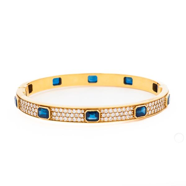18KYG Estate Vintage 6.00ctw Sapphire & 4.50ctw Natural Diamond Bracelet 7"