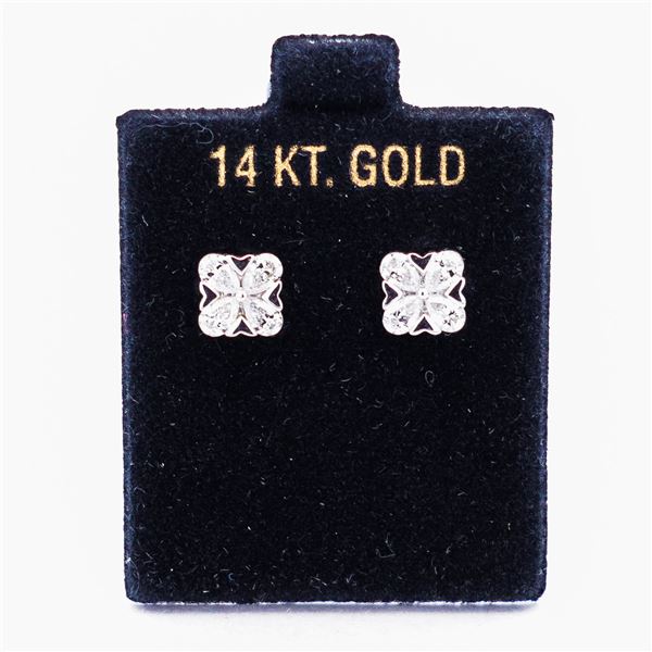 14KWG 1.00ctw Lab Grown Diamond Clover Studs