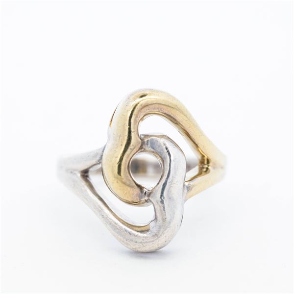 18KYG/925 Tiffany & Co. Double-Heart Two-Tone Ring, sz 5