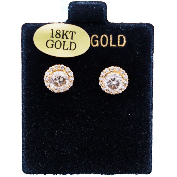 18KYG 2.006ctw Fancy Light Brown Natural Diamond Studs