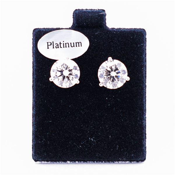 Platinum 6.00ctw Lab Grown Diamond Solitaire Studs