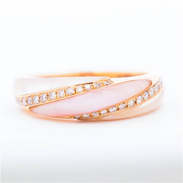 18KRG Pink Mother of Pearl & Natural Diamond Band, 6.25