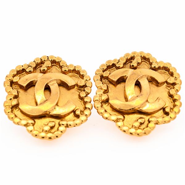 Chanel CC 1996 A Gold Plated Earrings 1"