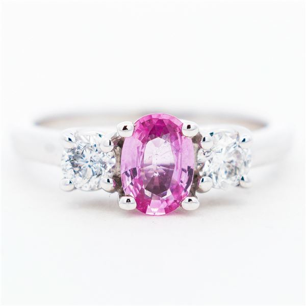 14KWG Effy 0.95ct Pink Sapphire & .49ctw Natural Diamond Ring, 7, w/ $6,799.00 Retail Tag