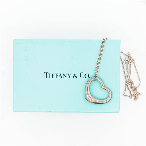 Tiffany & Co. Elsa Peretti Open Heart Sterling Silver Necklace 18"