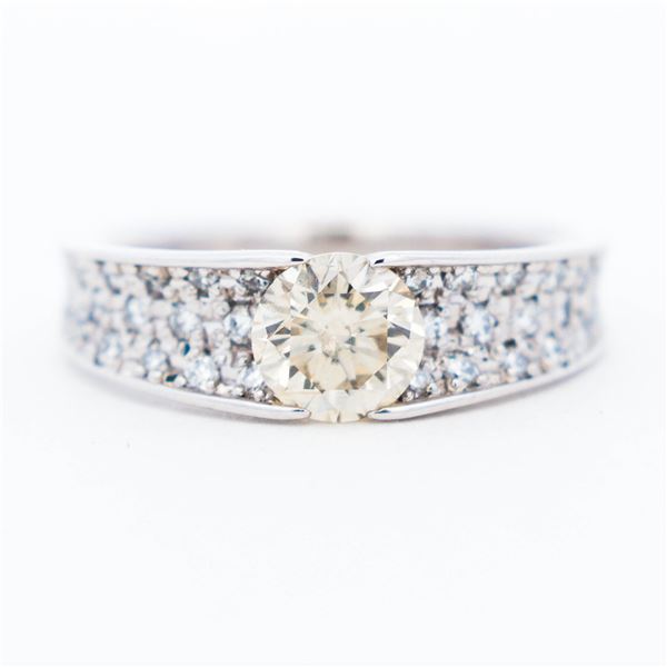 Pt900 1.19ctw/0.85ctr RBC Natural Diamond Concave Band, 6.25