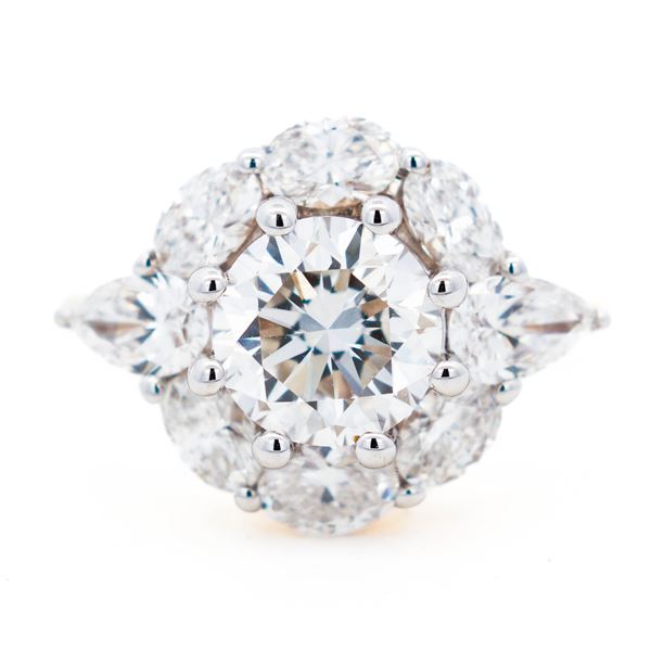 14KYG 4.00ctw/2.00ctr Antique Inspired Lab Grown Diamond Ring, 7
