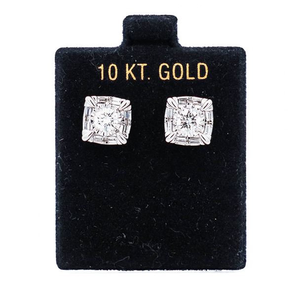 10KWG Art Deco Style 1.00ctw/.40ctr Lab Grown Diamond Studs