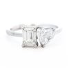 Image 1 : 14KWG 2.00ct Toi Et Moi Emerald & Heart Cut Lab Diamond Ring, 7